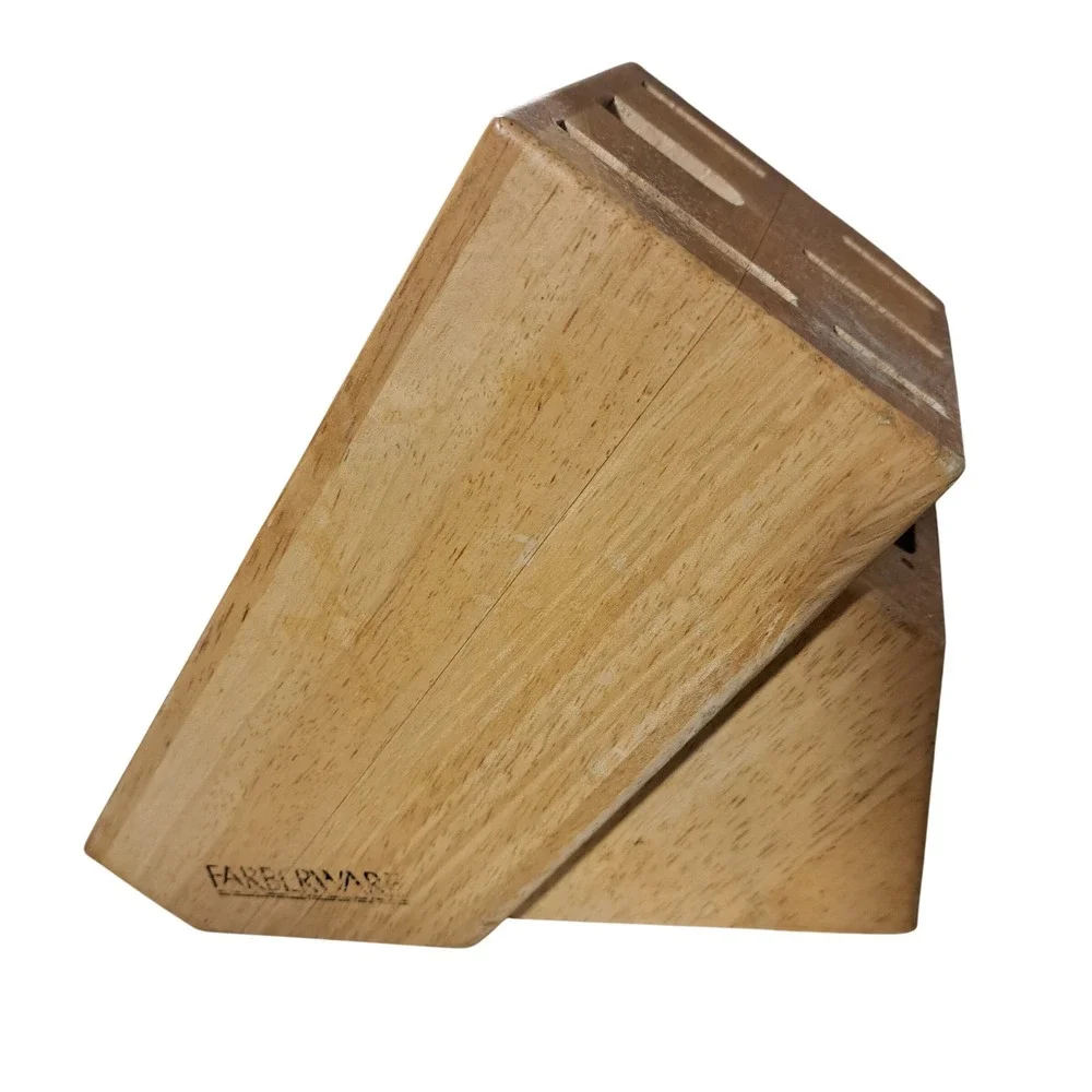 Farberware Wood Knife Block Holder Angled Kitchen Storage Organizer